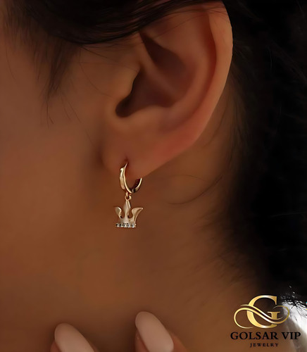 گوشواره ملکه ژوپینگ طلایی رنگ ثابت و ضد حساسیت آلیاژ استیل