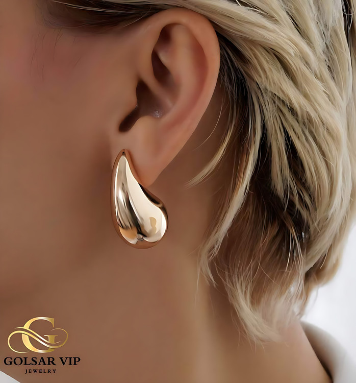 گوشواره طرح اشک ژوپینگ رنگ ثابت و ضد حساسیت آلیاژ استیل آبکاری طلا کیفیت بالا