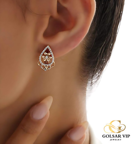 گوشواره گل میخی ژوپینگ رنگ ثابت و ضد حساسیت آلیاژ استیل با آبکاری طلا کیفیت بالا