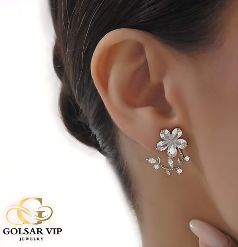 گوشواره گل نگین صنعتی ژوپینگ رنگ ثابت و ضد حساسیت آلیاژ استیل کیفیت بالا