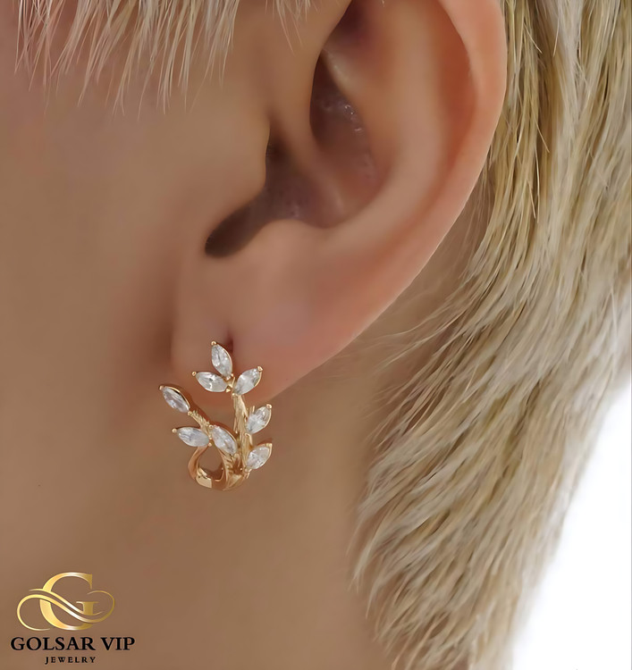 گوشواره خوشه نگینی ژوپینگ رنگ ثابت و ضد حساسیت آلیاژ استیل با آبکاری طلا کیفیت بالا