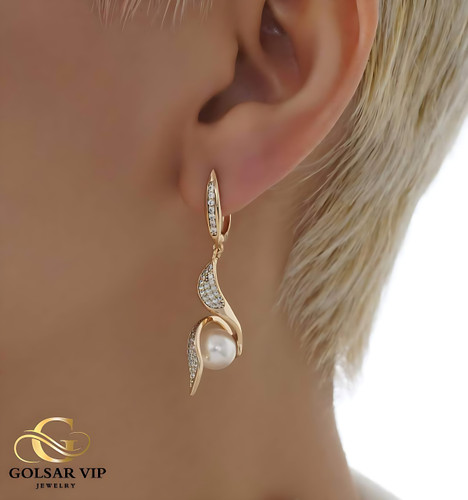 گوشواره استیل طرح پیچی ژوپینگ اصل رنگ ثابت با آبکاری طلا کیفیت بالا و ضد حساسیت