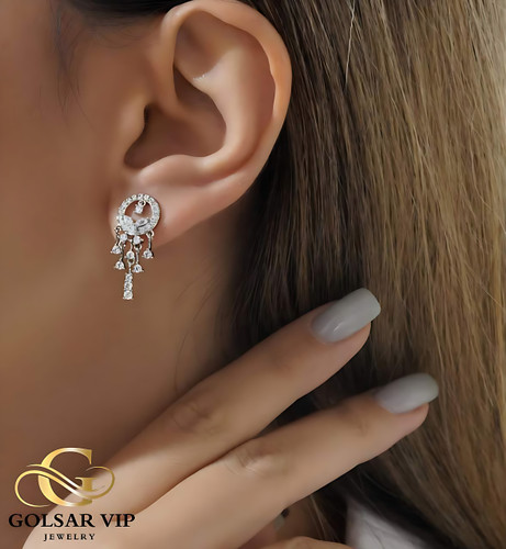 خرید گوشواره میخی دایره آویز نگینی ژوپینگ | XUPING