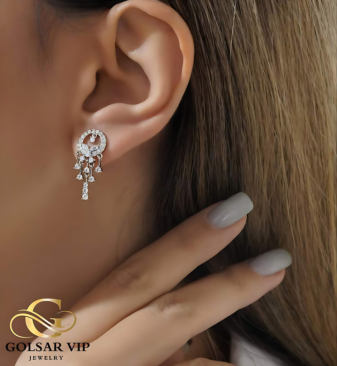 خرید گوشواره میخی دایره آویز نگینی ژوپینگ | XUPING