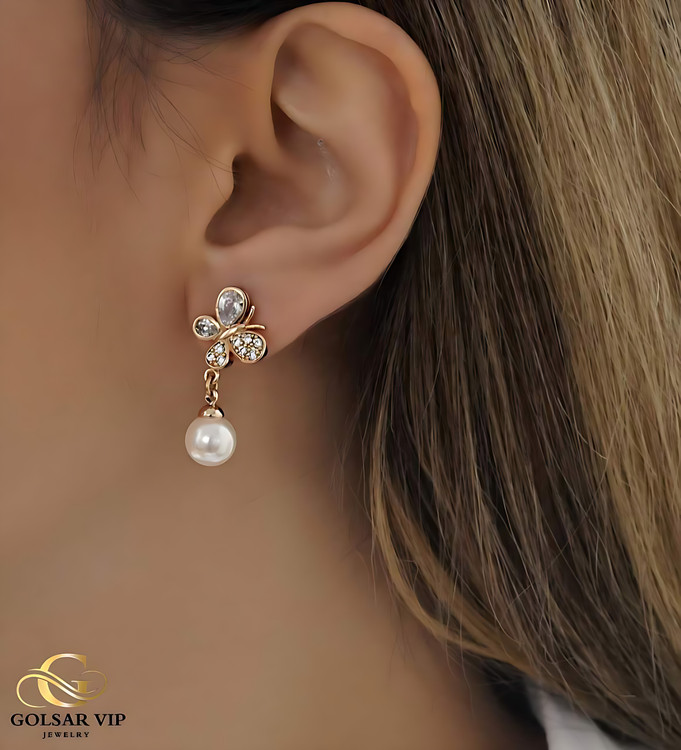 خرید گوشواره پروانه آویز مروارید 2 ژوپینگ | XUPING