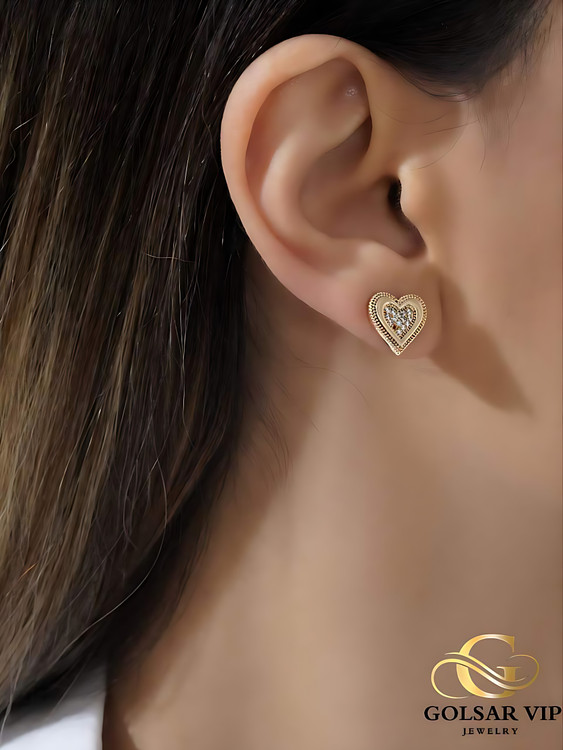 گوشواره قلب رنگ ثابت و ضد حساسیت آلیاژ استیل با آبکاری طلا کیفیت عالی