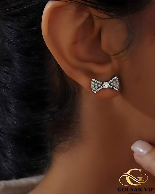 گوشواره پاپیون رنگ ثابت و ضد حساسیت آلیاژ استیل با کیفیت عالی