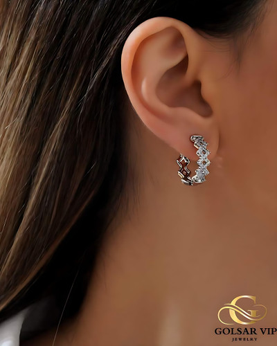 گوشواره حلقهای موج رنگ ثابت و ضد حساسیت آلیاژ استیل با کیفیت عالی