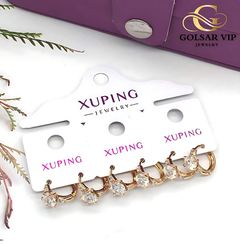خرید گوشواره حلقهای نگین دار ژوپینگ | XUPING