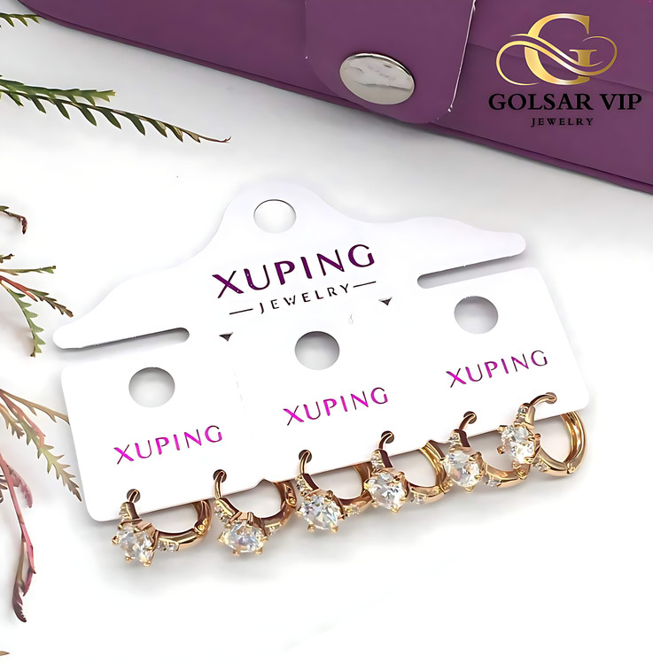 خرید گوشواره حلقهای نگین دار ژوپینگ | XUPING