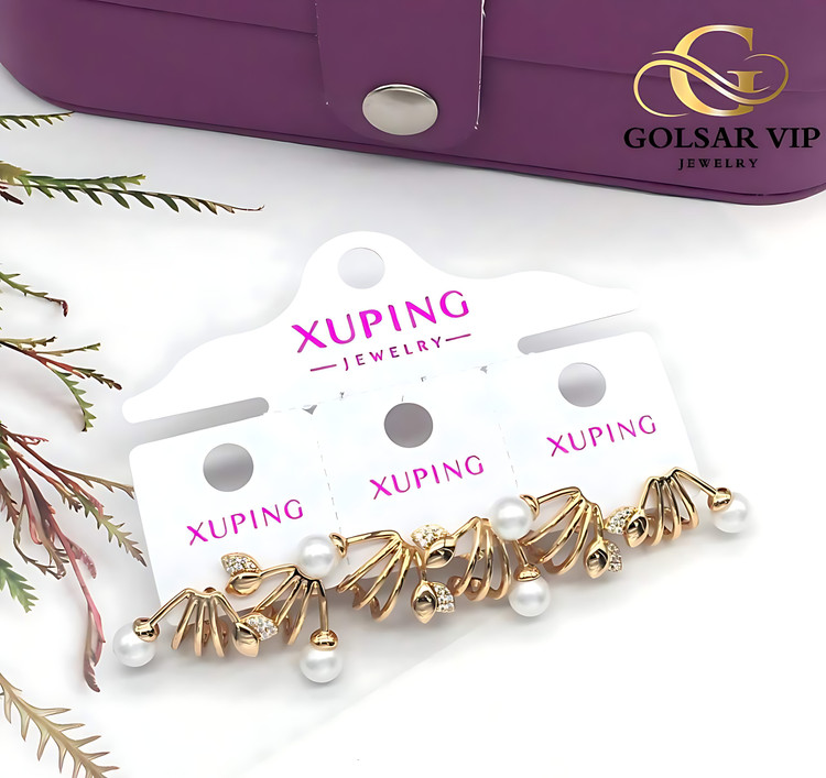 خرید گوشواره پیچی مرواریدی رنگ ثابت و ضد حساسیت آلیاژ استیل با آبکاری طلا کیفیت بالا