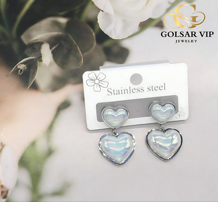 گوشواره قلب آبرنگی رنگ ثابت و ضد حساسیت آلیاژ استیل با کیفیت بالا