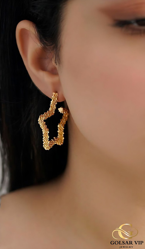 گوشواره ستاره رنگ ثابت و ضد حساسیت آلیاژ استیل با آبکاری طلا کیفیت بالا