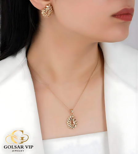 نیم ست طلایی طرح گندم ژوپینگ | XUPING