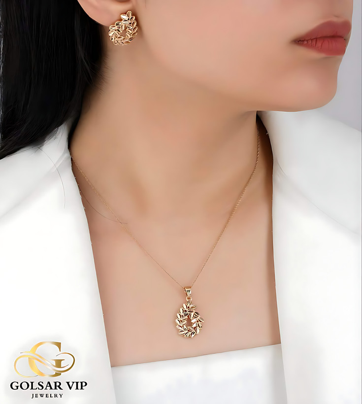 نیم ست طلایی طرح گندم ژوپینگ | XUPING