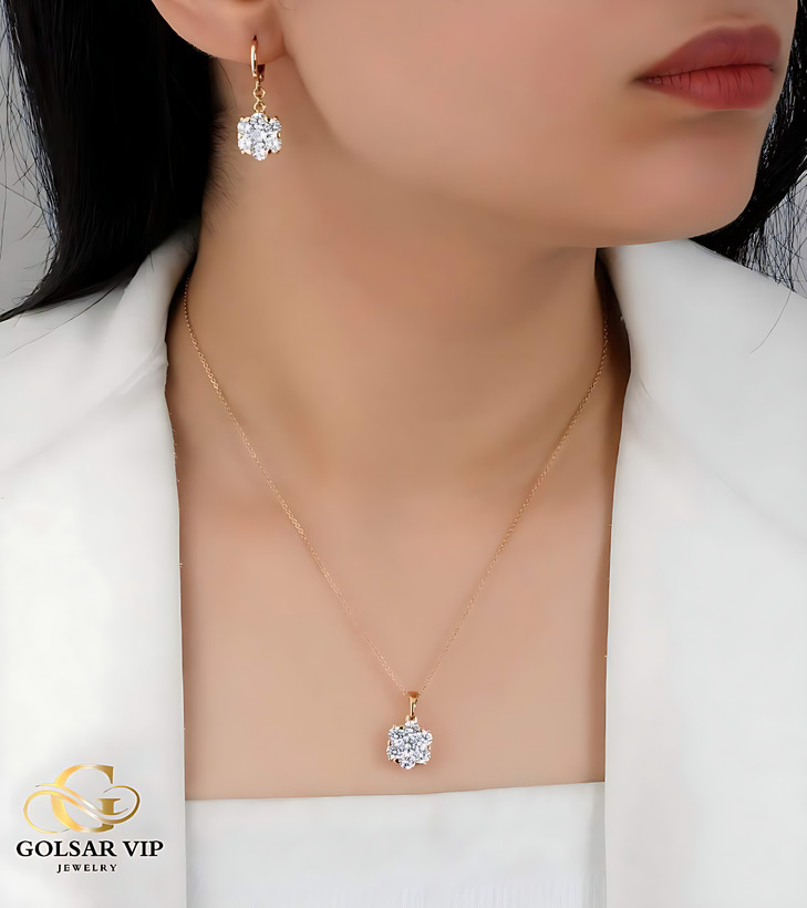 نیم ست طلایی طرح شکوفه ژوپینگ | XUPING