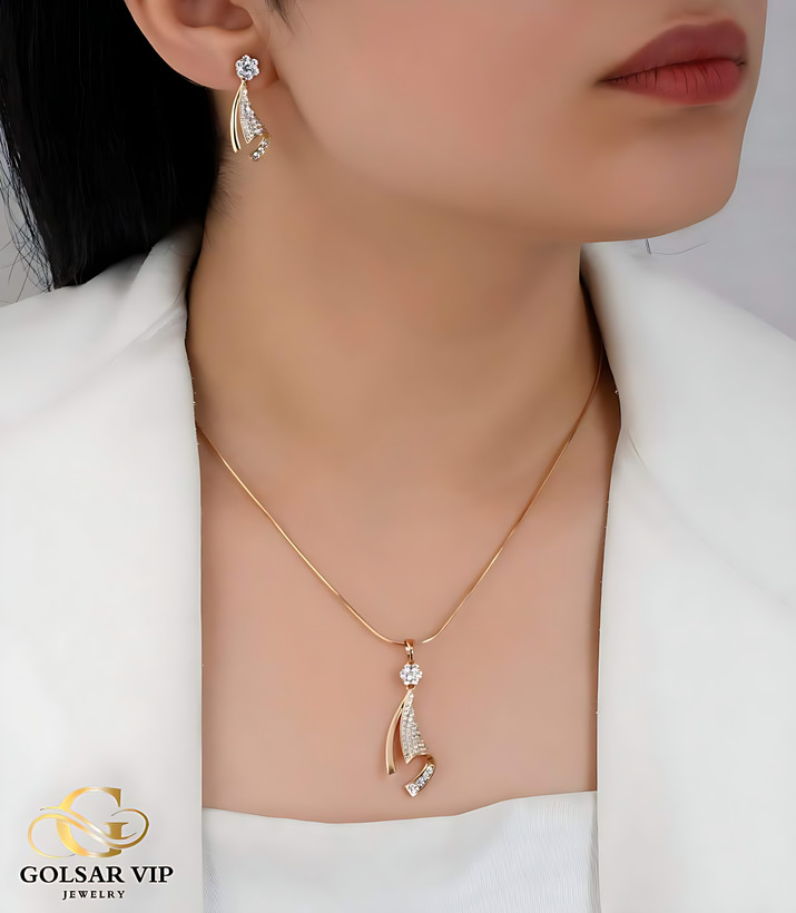 نیم ست طلایی طرح شیپوری ژوپینگ | XUPING