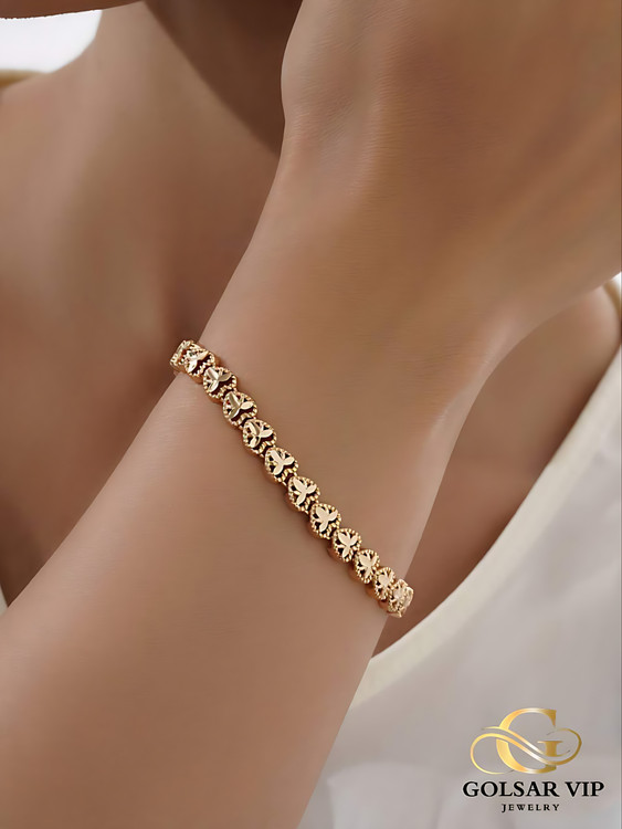 دستبند قلب رنگ ثابت و ضد حساسیت آلیاژ استیل با آبکاری طلا کیفیت عالی