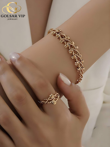 دستبند النگویی طلایی طرح توپی ژوپینگ | XUPING