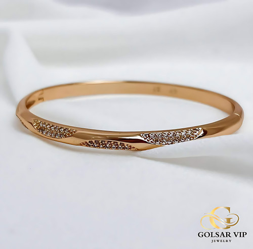 دستبند النگویی طلایی طرح ریز نگین ژوپینگ | XUPING