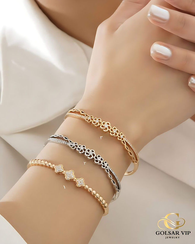 دستبند النگویی نقرهای طرح گل ژوپینگ | XUPING