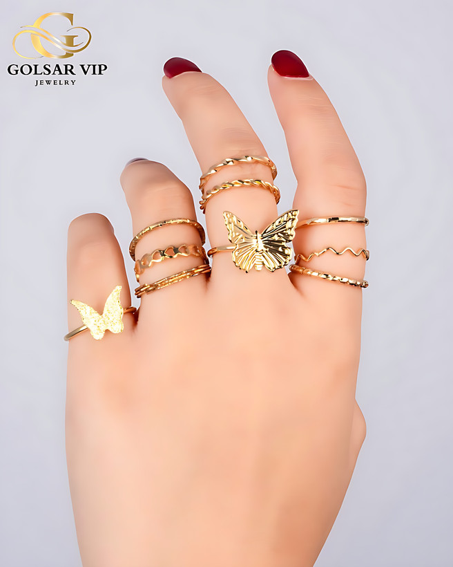 انگشتر پکی استیل طلایی ( مراقبتی )