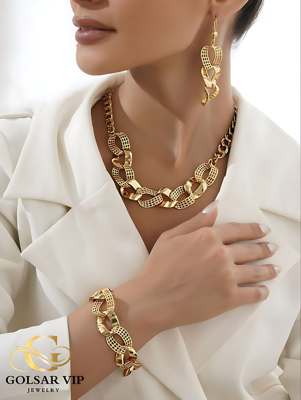 سرویس استیل طلایی طرح حلقهای