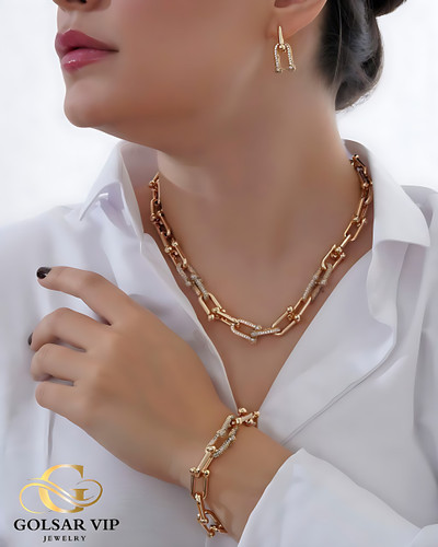 سرویس تیفانی طلایی طرح زنجیری