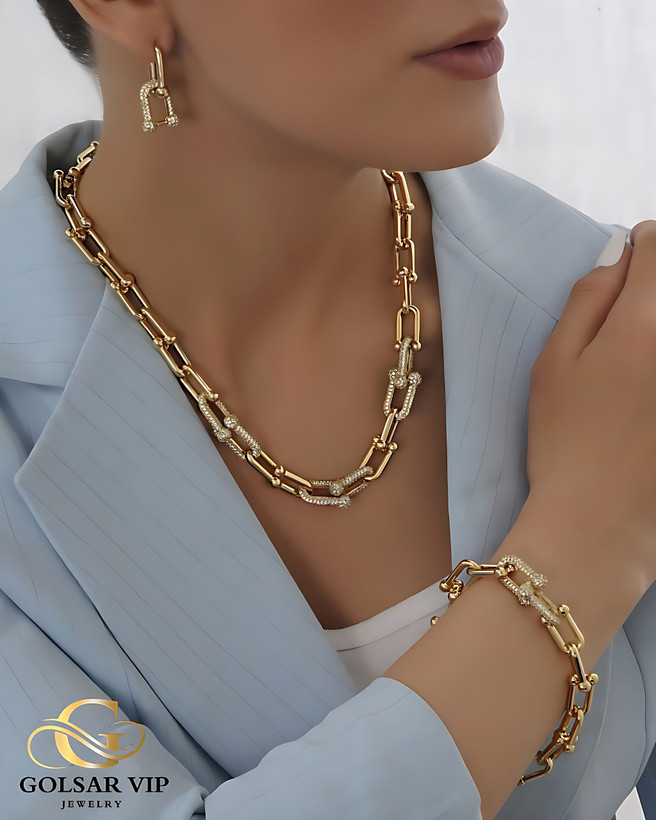 سرویس تیفانی طلایی طرح زنجیری 3