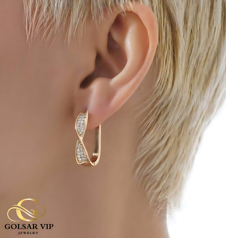 گوشواره حلقهای پیچی ژوپینگ رنگ ثابت و ضد حساسیت آلیاژ استیل با آبکاری طلا کیفیت بالا