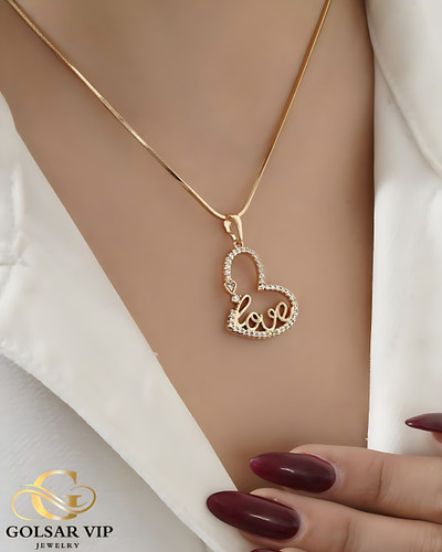آویز طلایی طرح قلب LOVE ژوپینگ | XUPING