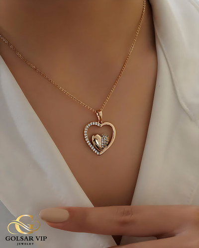 آویز طلایی طرح قلب فانتزی نگینی 2 ژوپینگ | XUPING