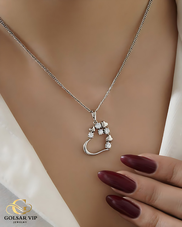 آویز نقرهای طرح قلب نگینی 3 ژوپینگ | XUPING