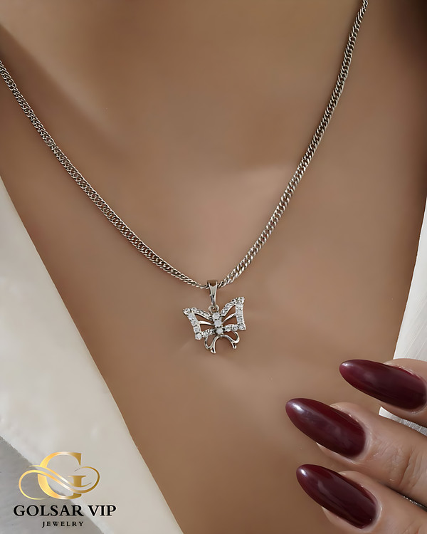 , آویز نقرهای طرح پروانه نگینی ژوپینگ | XUPING