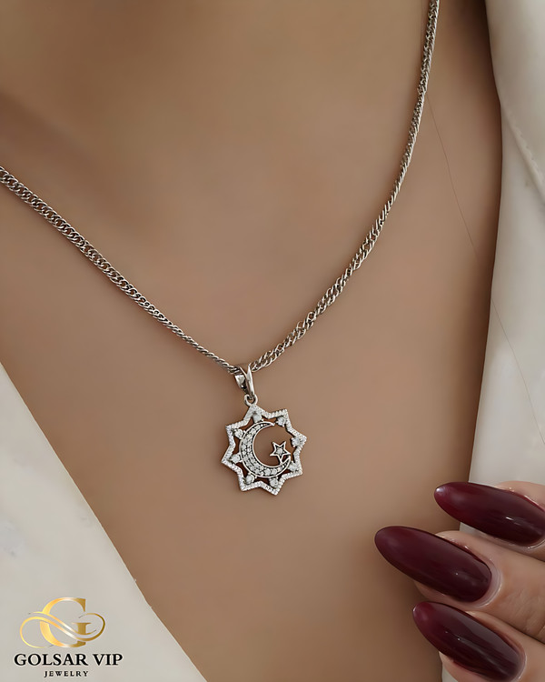 آویز حلال ماه ستاره ژوپینگ رنگ ثابت و ضد حساسیت آلیاژ استیل کیفیت بالا