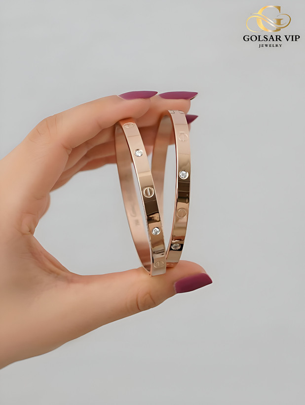 دستبند استیل رز گلد طرح CARTIER