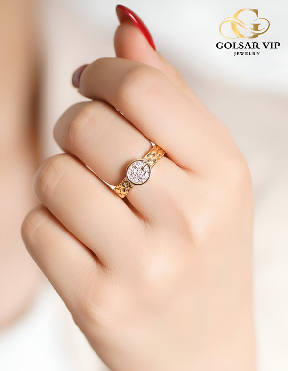 انگشتر کارتیر میکرو نگین رنگ ثابت و ضد حساسیت آلیاژ استیل با آبکاری طلا کیفیت عالی