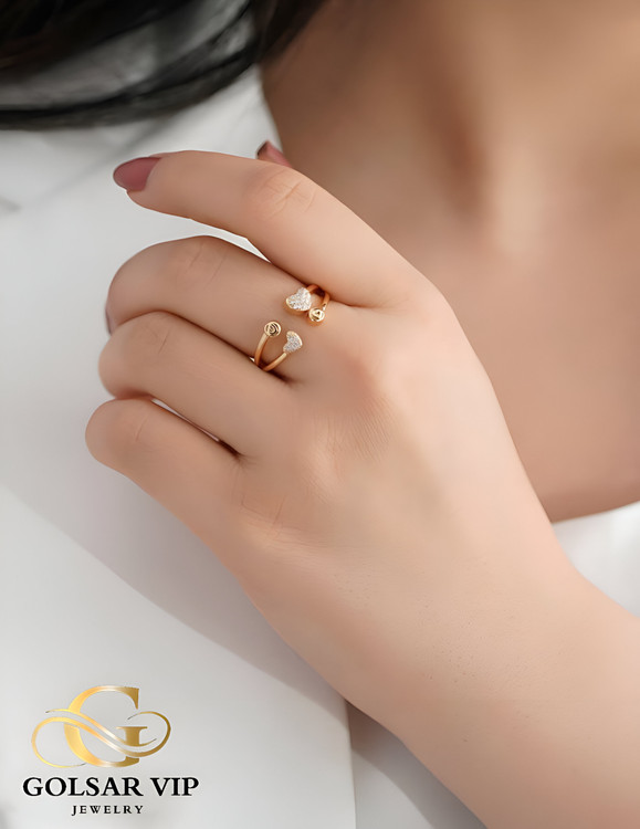 انگشتر قلب فانتزی رنگ ثابت و ضد حساسیت آلیاژ استیل با آبکاری طلا کیفیت عالی