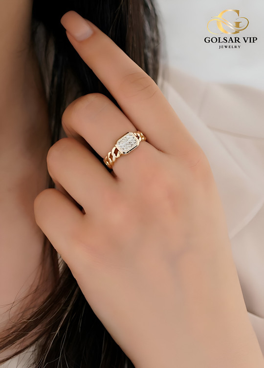 انگشتر طلایی طرح ریز نگین 2 برند YSX