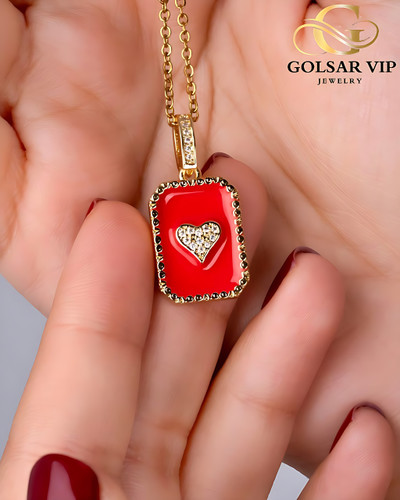 گردنبند مینیمال استیل طلایی طرح پلاک قلب