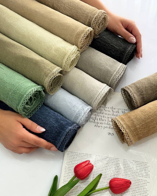 شال کریشه دور دانتل درجه یک وارداتی