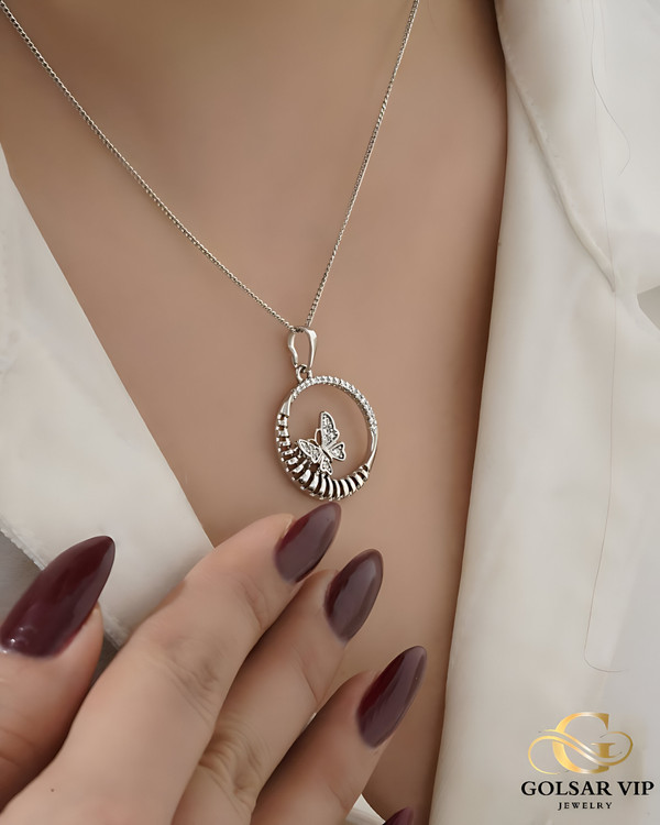 آویز نقرهای طرح دایره پروانه دار فانتزی ژوپینگ | XUPING