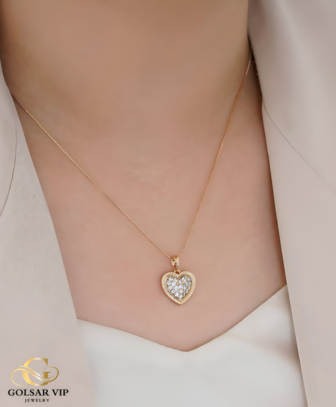 آویز طلایی طرح قلب نگینی فانتزی ژوپینگ | XUPING