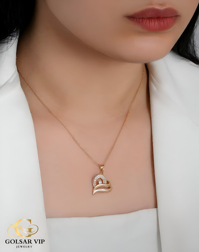 آویز طلایی طرح قلب آتشین ژوپینگ | XUPING