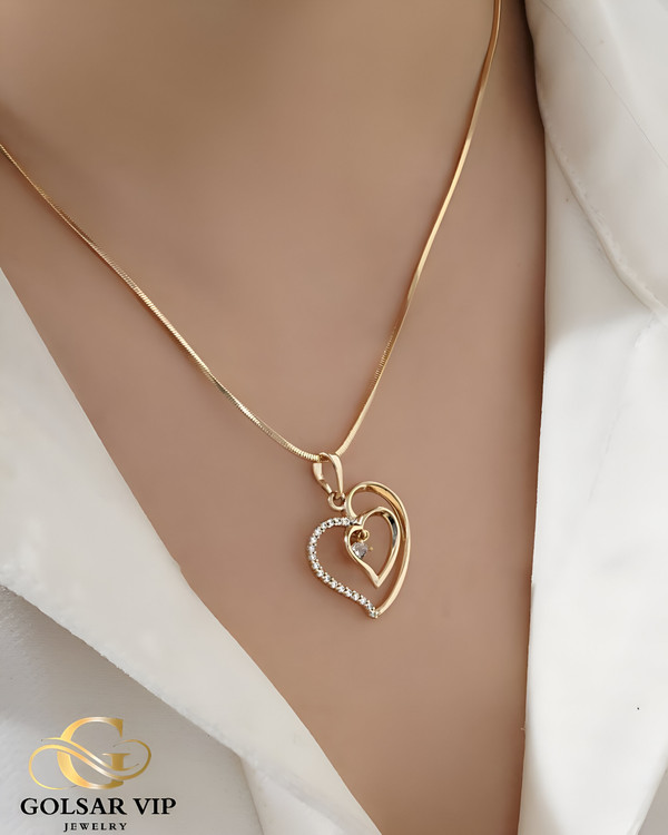 آویز قلب فانتزی ژوپینگ رنگ ثابت و ضد حساسیت آلیاژ استیل با آبکاری طلا کیفیت عالی