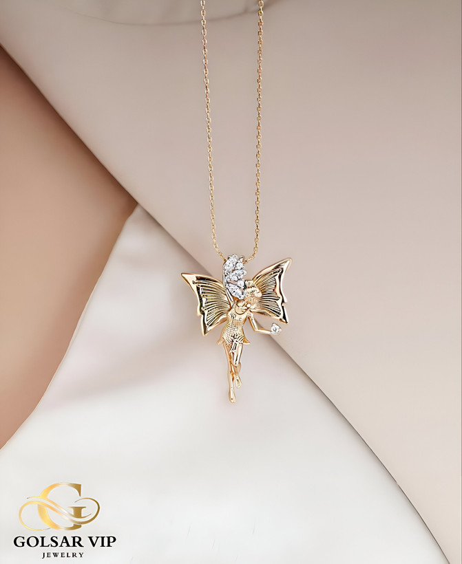 آویز طلایی طرح فرشته بالدار نگین دار ژوپینگ | XUPING