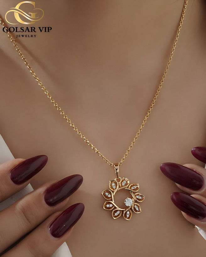 آویز طلایی طرح گل نگینی ژوپینگ | XUPING