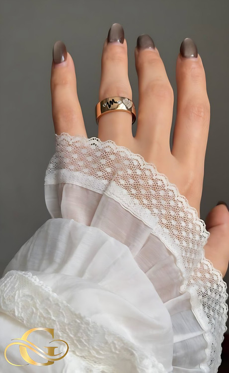 انگشتر ضربان قلب ژوپینگ رنگ ثابت و ضدحساسیت آلیاژ استیل با آبکاری طلا کیفیت عالی