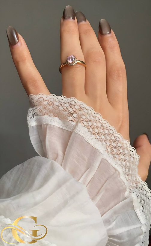 خرید انگشتر استیل نگین صورتی مینیمال