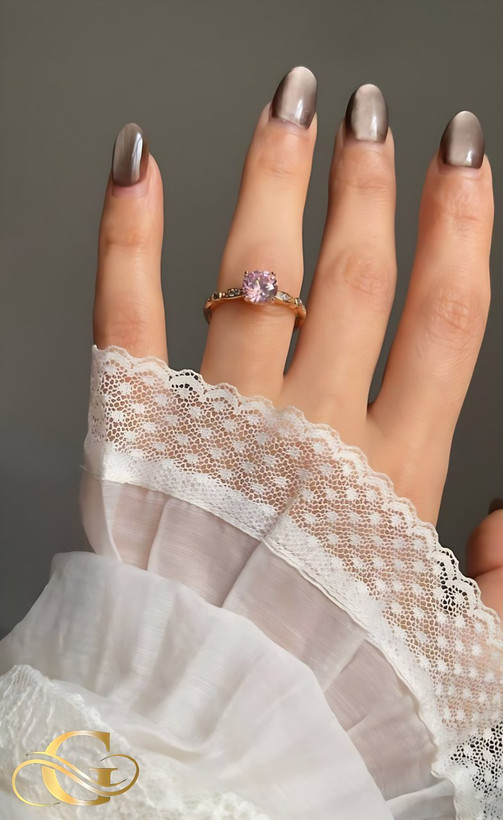 خرید انگشتر استیل نگین صورتی ژوپینگ